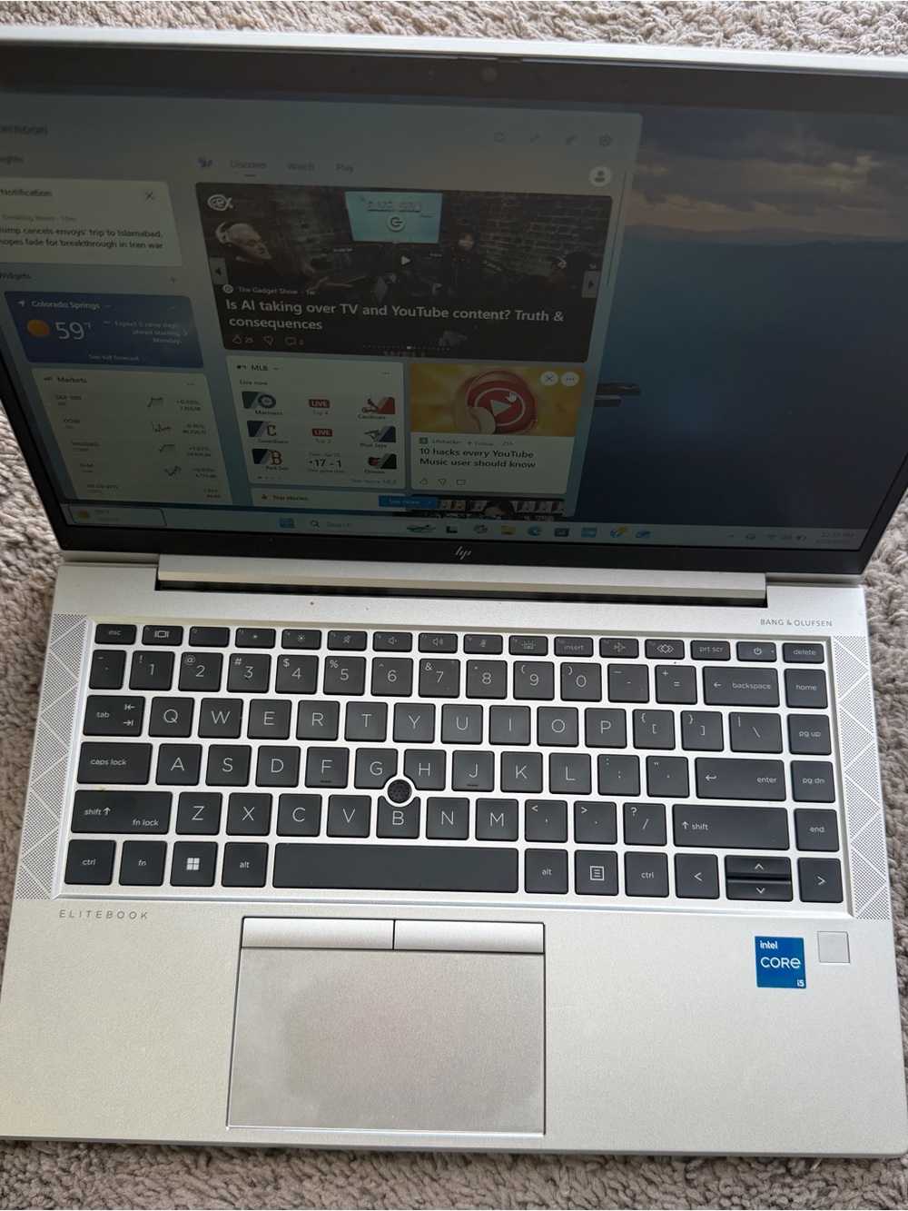 HP EliteBook Silver Business Laptop with Black Keys